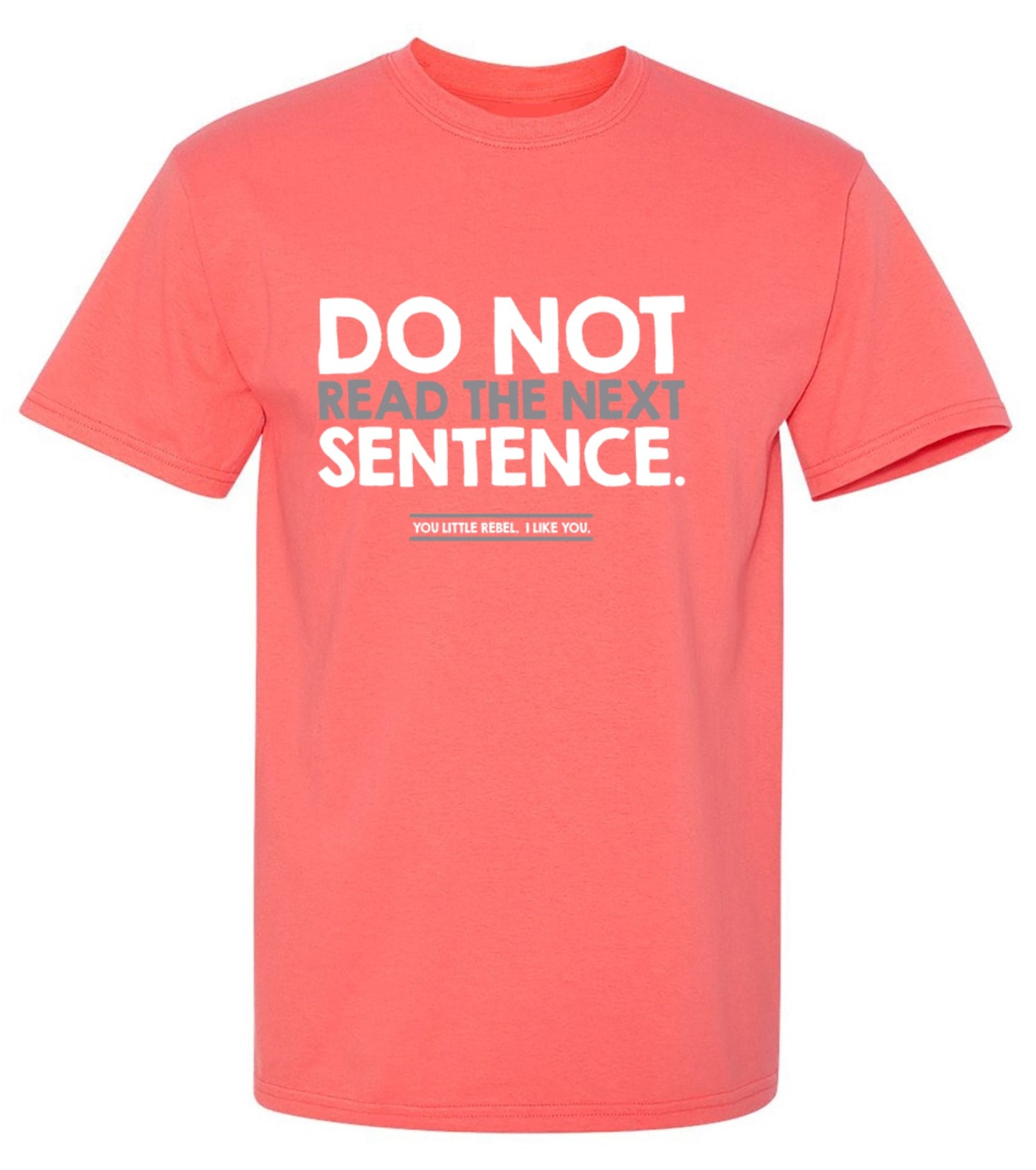 Funny T-Shirts design "Do Not Read the Next Sentence. You Little Rebel. I Like You."