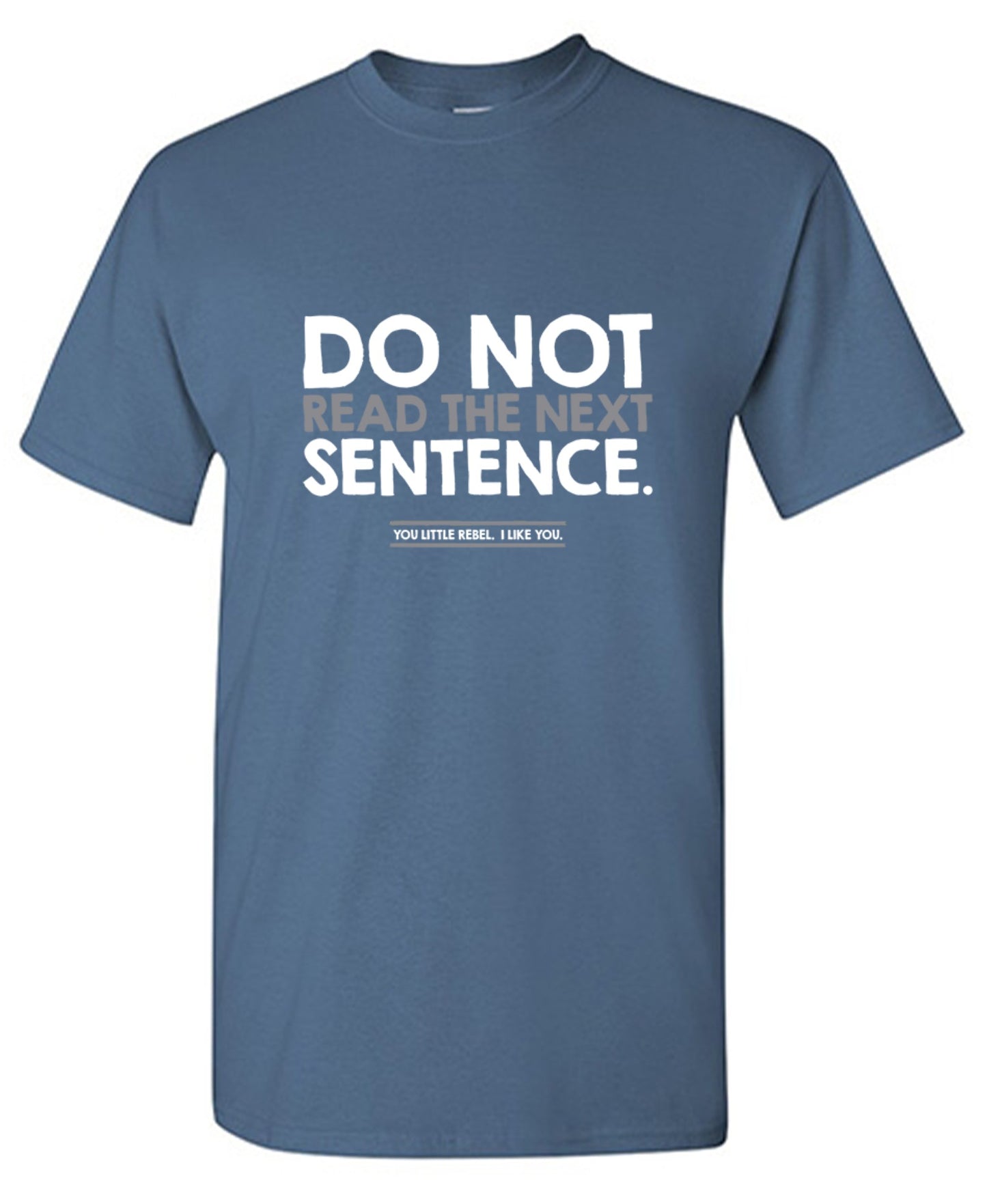 Funny T-Shirts design "Do Not Read the Next Sentence. You Little Rebel. I Like You."