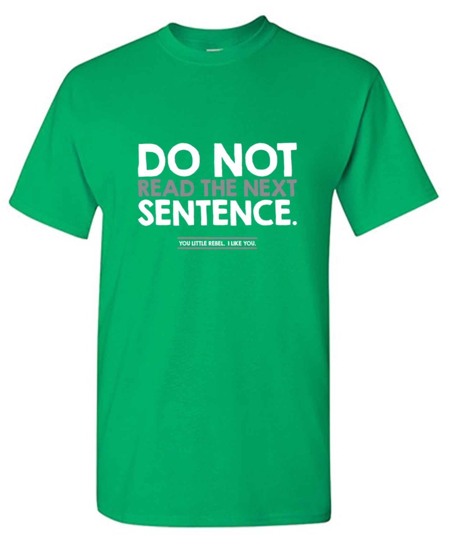 Funny T-Shirts design "Do Not Read the Next Sentence. You Little Rebel. I Like You."