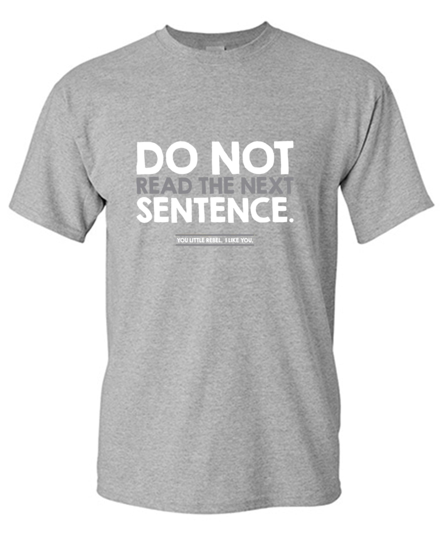 Funny T-Shirts design "Do Not Read the Next Sentence. You Little Rebel. I Like You."