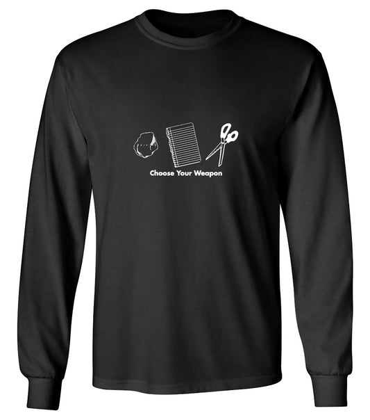 Funny T-Shirts design "Choose Your Weapon Rock Paper Scissors - Long Sleeve"