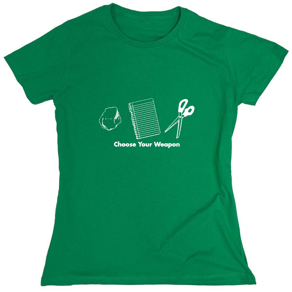 Funny T-Shirts design "Choose Your Weapon Rock Paper Scissors - Womens"