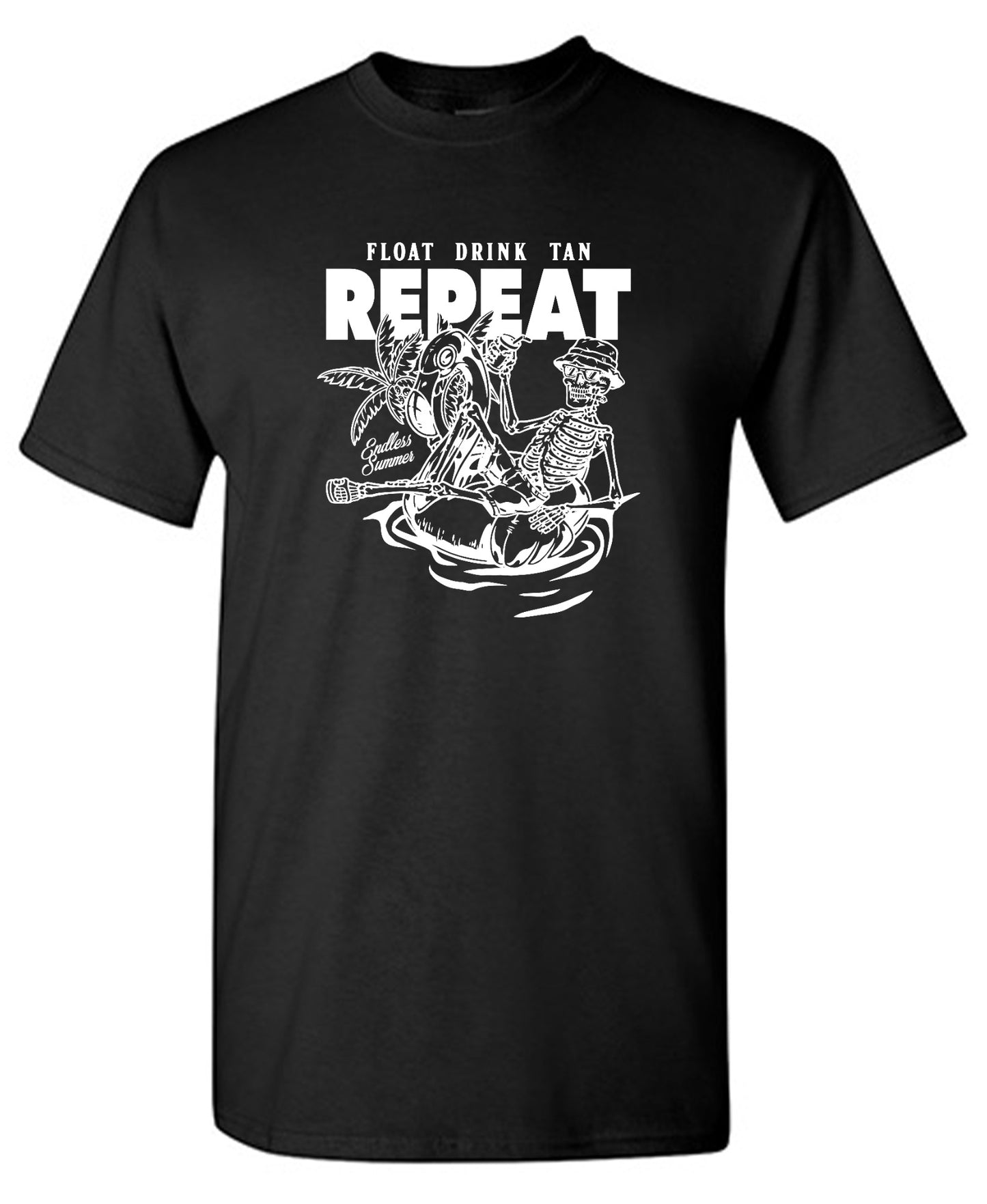 Funny T-Shirts design "Float Drink Tan Repeat Shirt - Ring Spun Tee"
