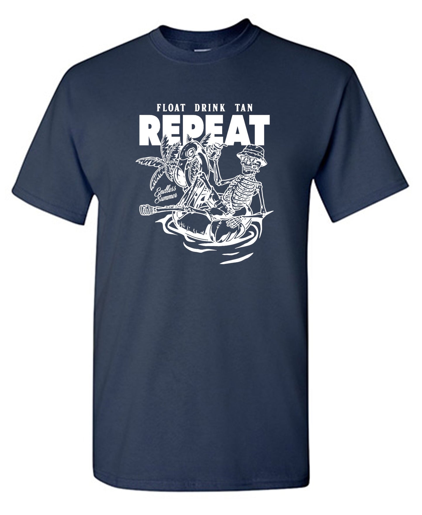 Funny T-Shirts design "Float Drink Tan Repeat Shirt - Ring Spun Tee"