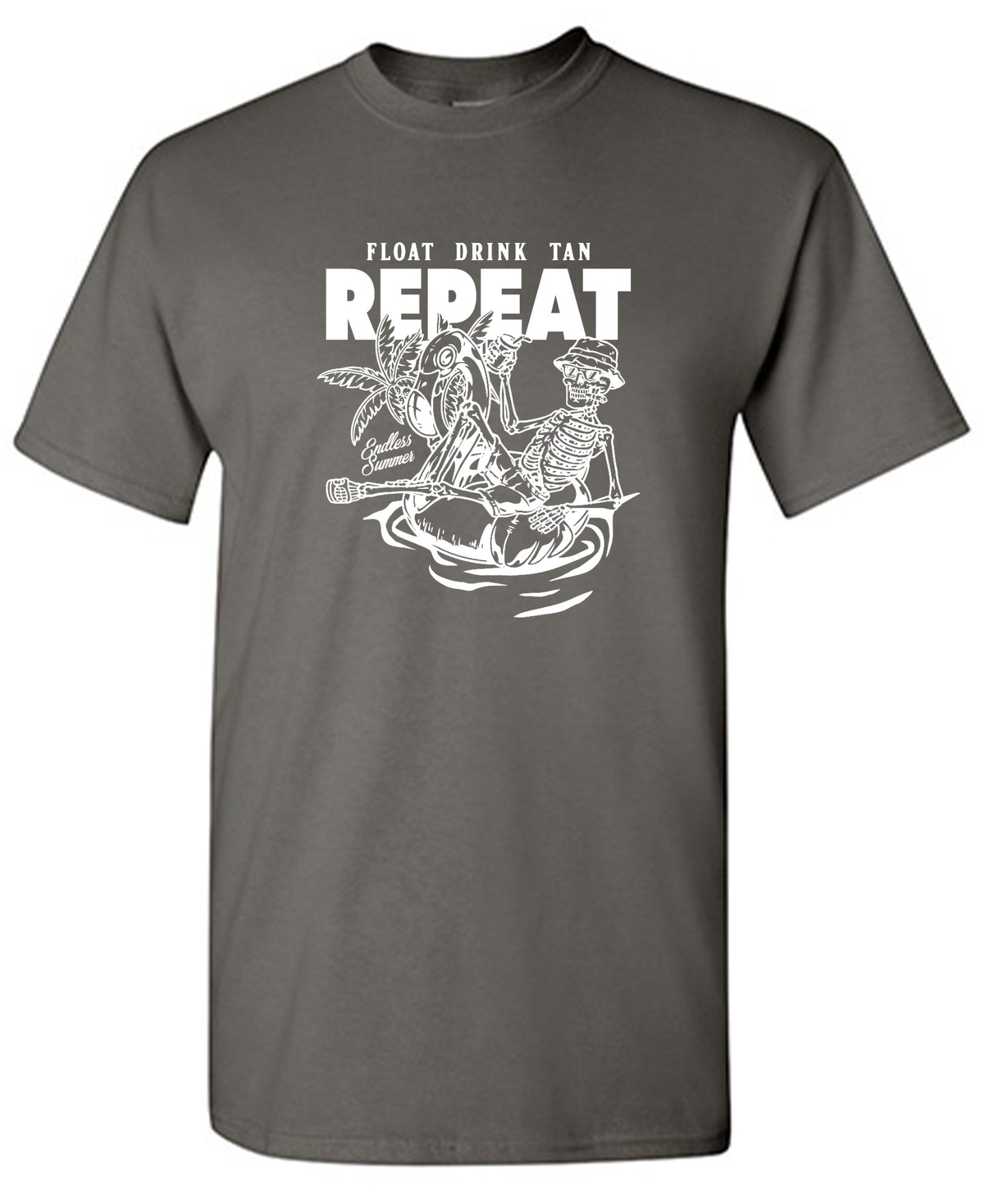 Funny T-Shirts design "Float Drink Tan Repeat Shirt - Ring Spun Tee"
