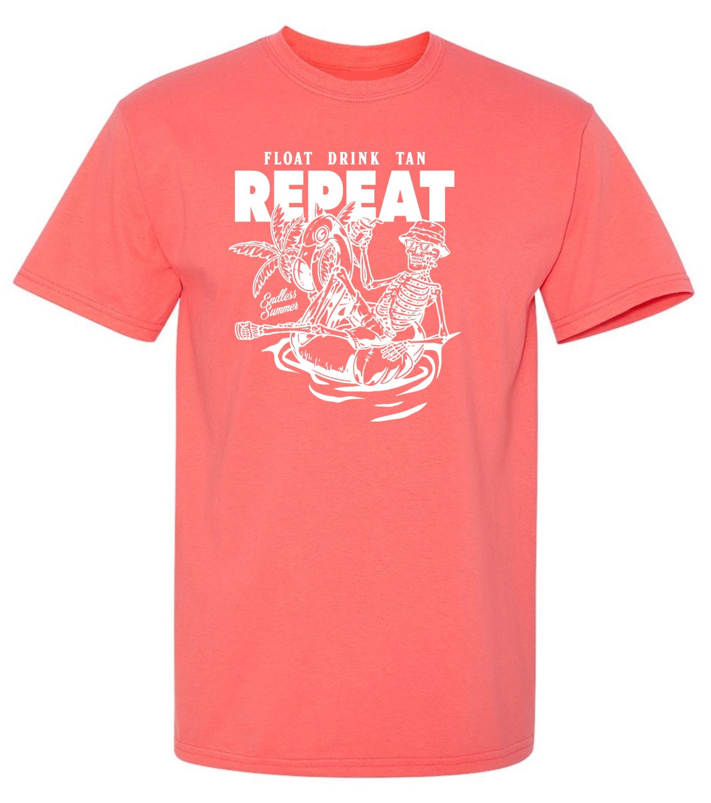 Funny T-Shirts design "Float Drink Tan Repeat Shirt - Ring Spun Tee"