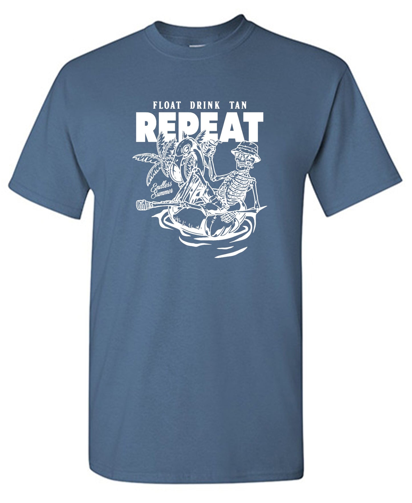 Funny T-Shirts design "Float Drink Tan Repeat Shirt - Ring Spun Tee"