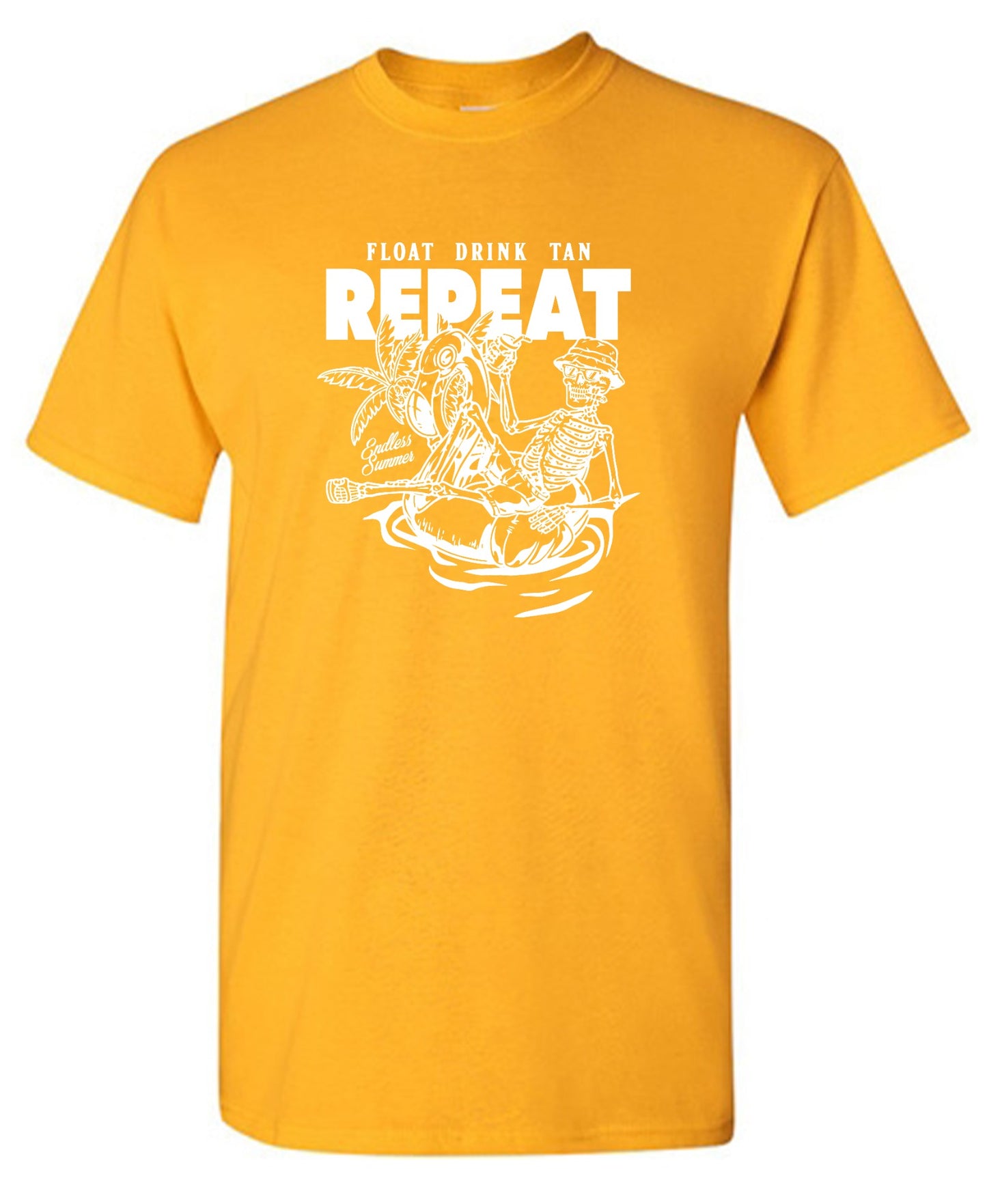 Funny T-Shirts design "Float Drink Tan Repeat Shirt - Ring Spun Tee"
