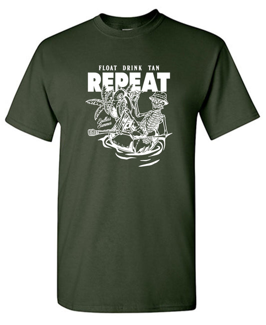 Funny T-Shirts design "Float Drink Tan Repeat Shirt"