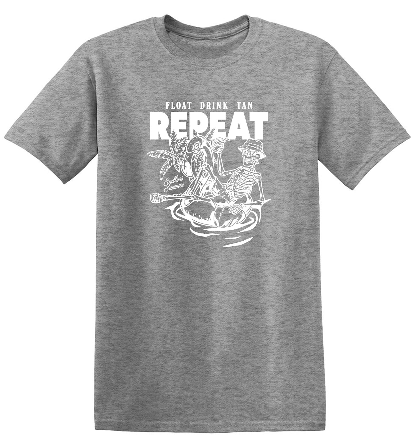 Funny T-Shirts design "Float Drink Tan Repeat Shirt - Ring Spun Tee"