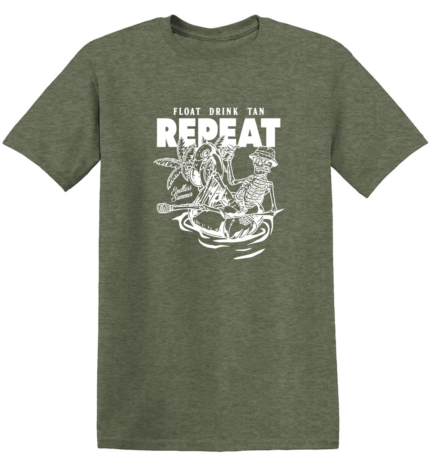 Funny T-Shirts design "Float Drink Tan Repeat Shirt - Ring Spun Tee"