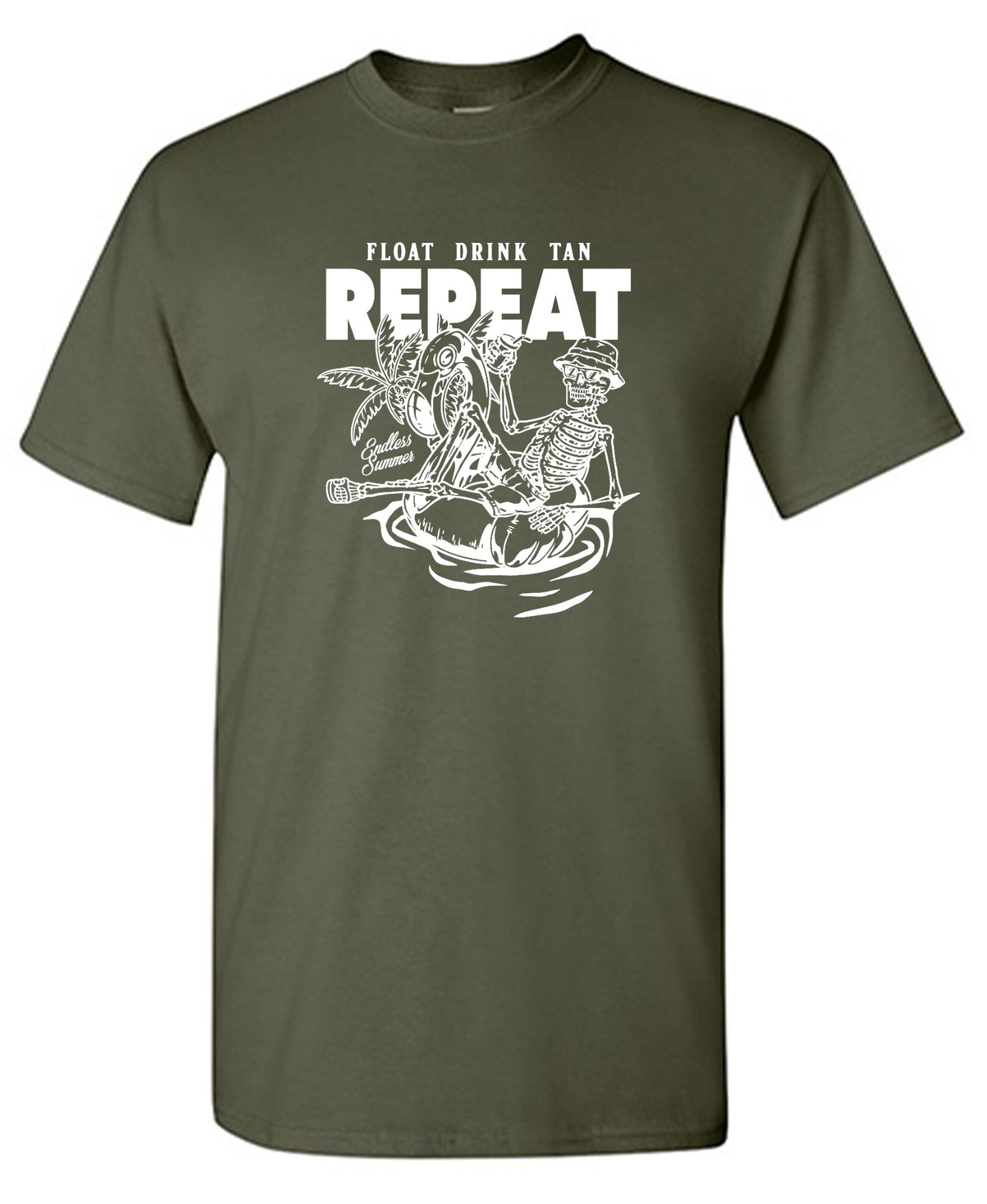 Funny T-Shirts design "Float Drink Tan Repeat Shirt - Ring Spun Tee"