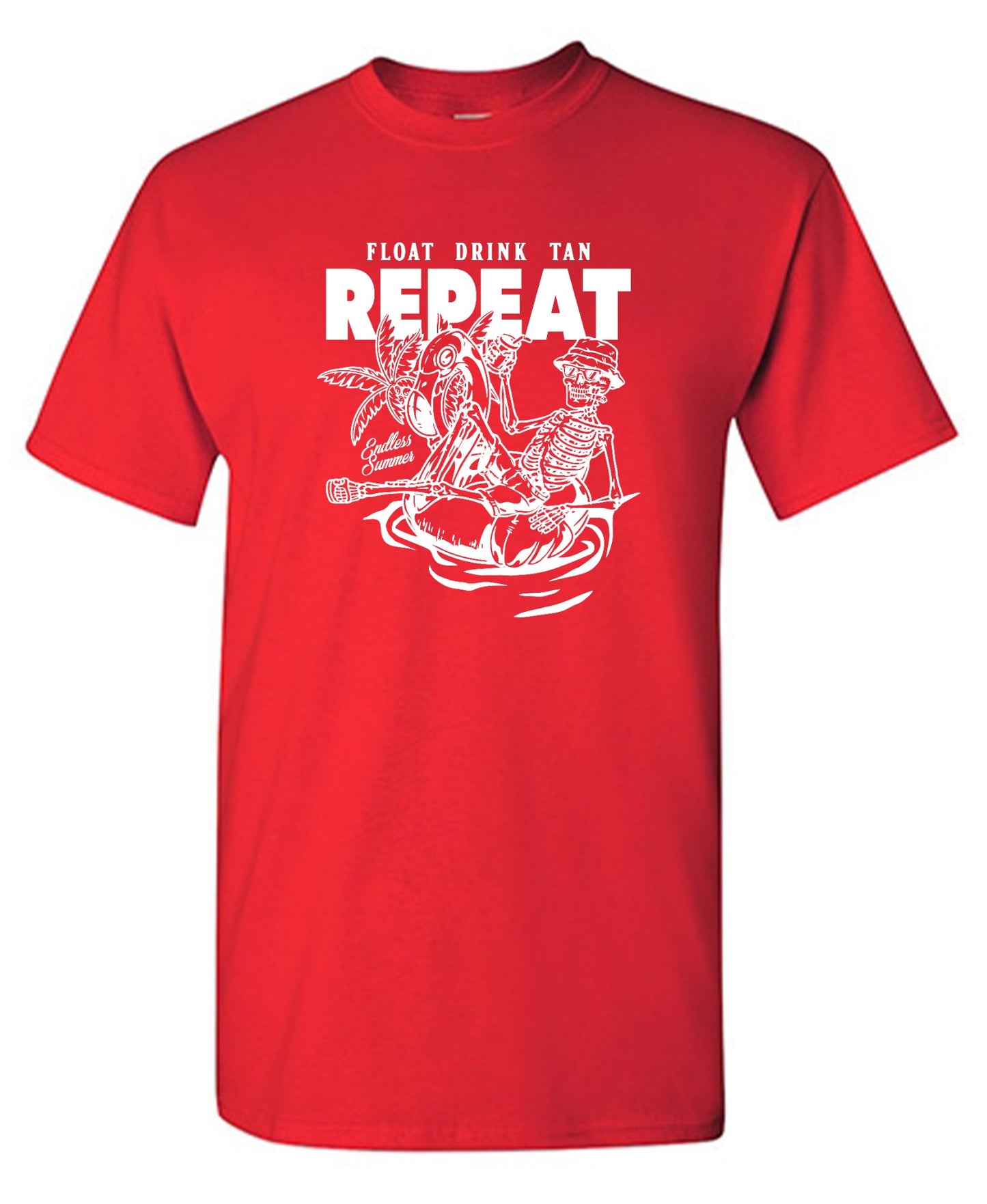 Funny T-Shirts design "Float Drink Tan Repeat Shirt - Ring Spun Tee"