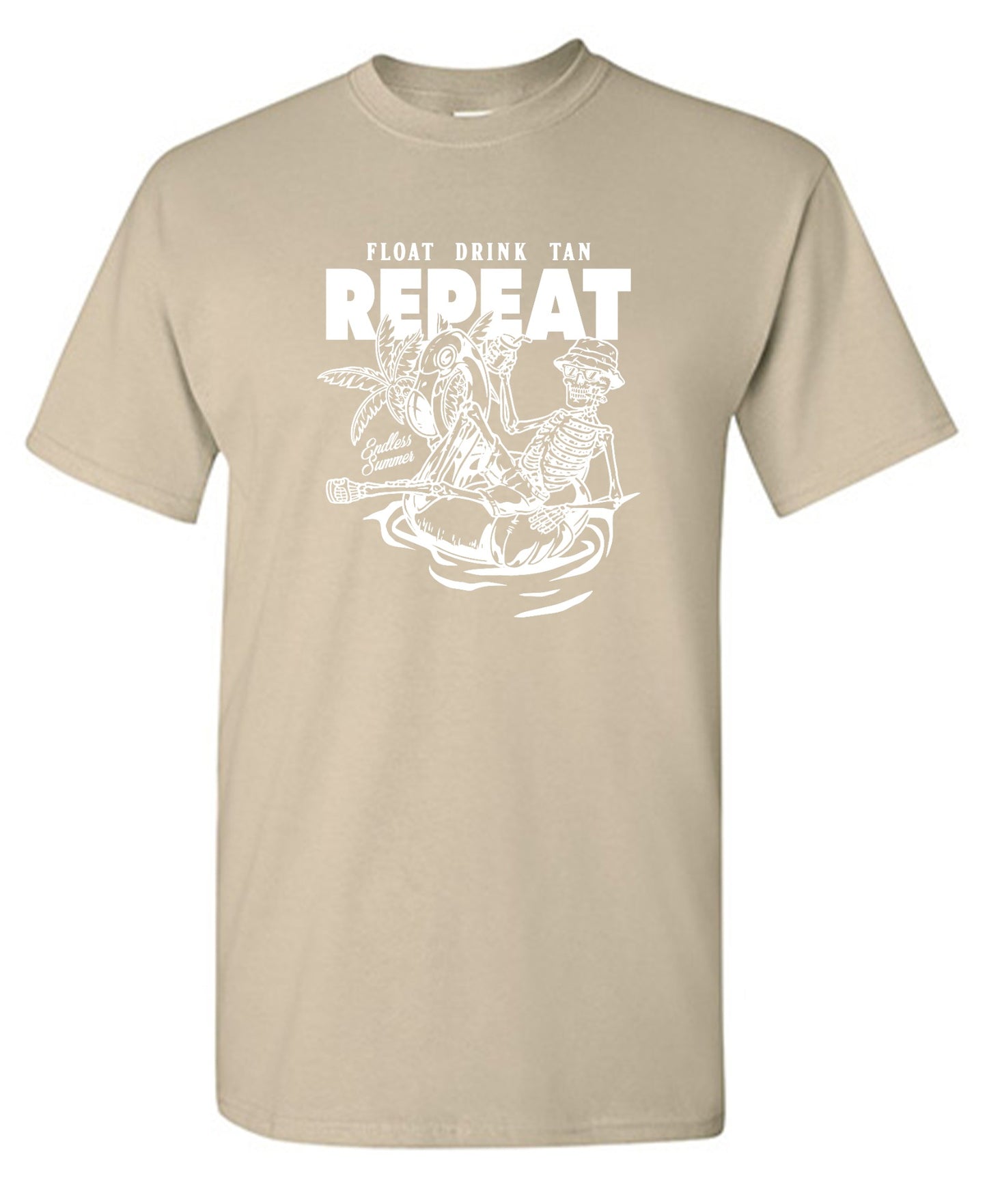 Funny T-Shirts design "Float Drink Tan Repeat Shirt - Ring Spun Tee"