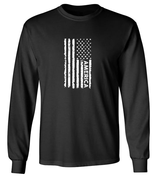 Funny T-Shirts design "Blue American Flag Shirt for 4th of July - Long Sleeve"