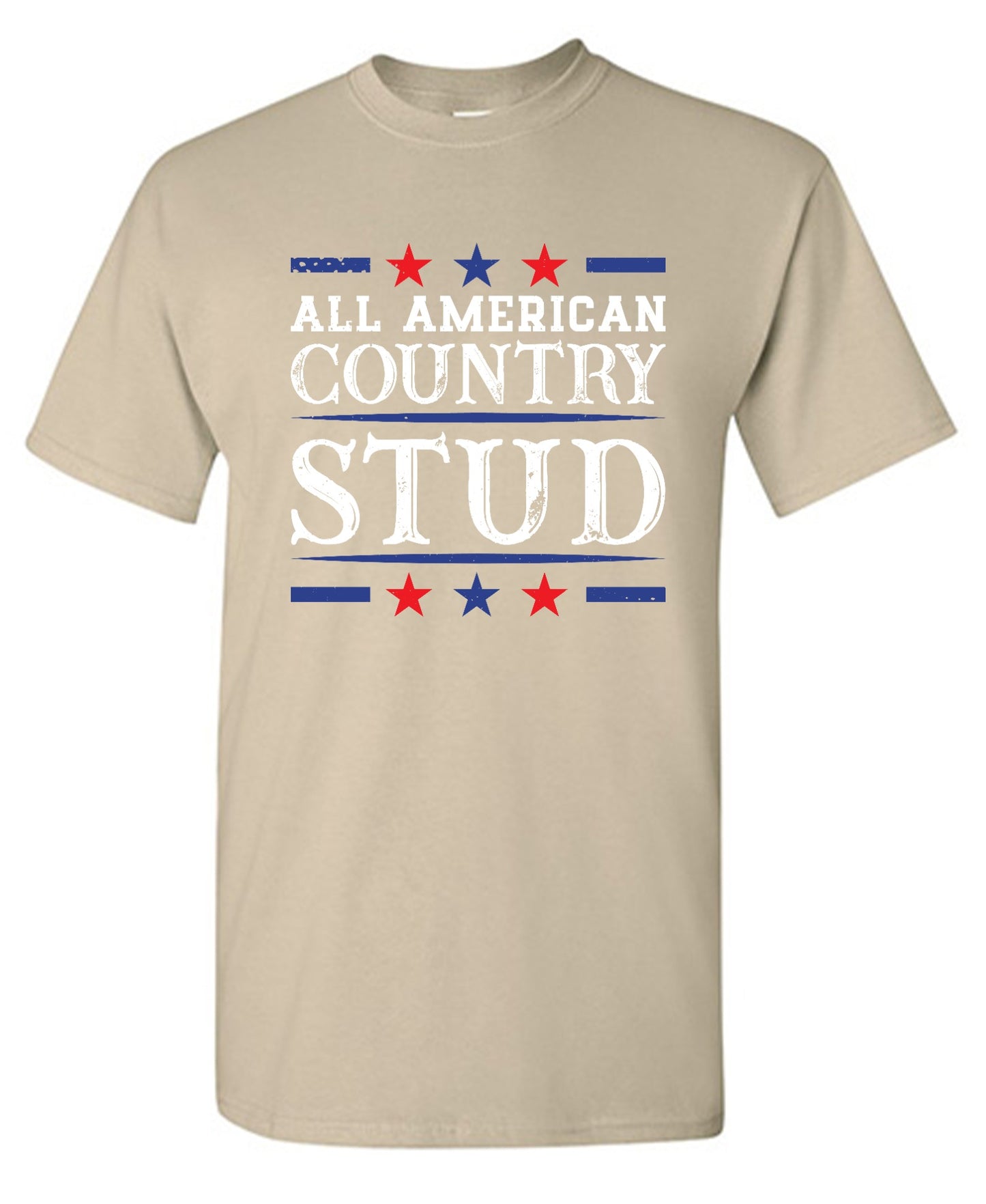 Funny T-Shirts design "All American Country Stud - Funny T-Shirt for Fourth of July"