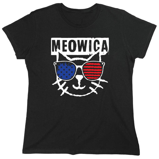 Funny T-Shirts design "Meowica,  4th of July Shirt - Womens"