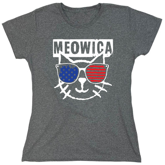 Funny T-Shirts design "Meowica,  4th of July Shirt - Womens"