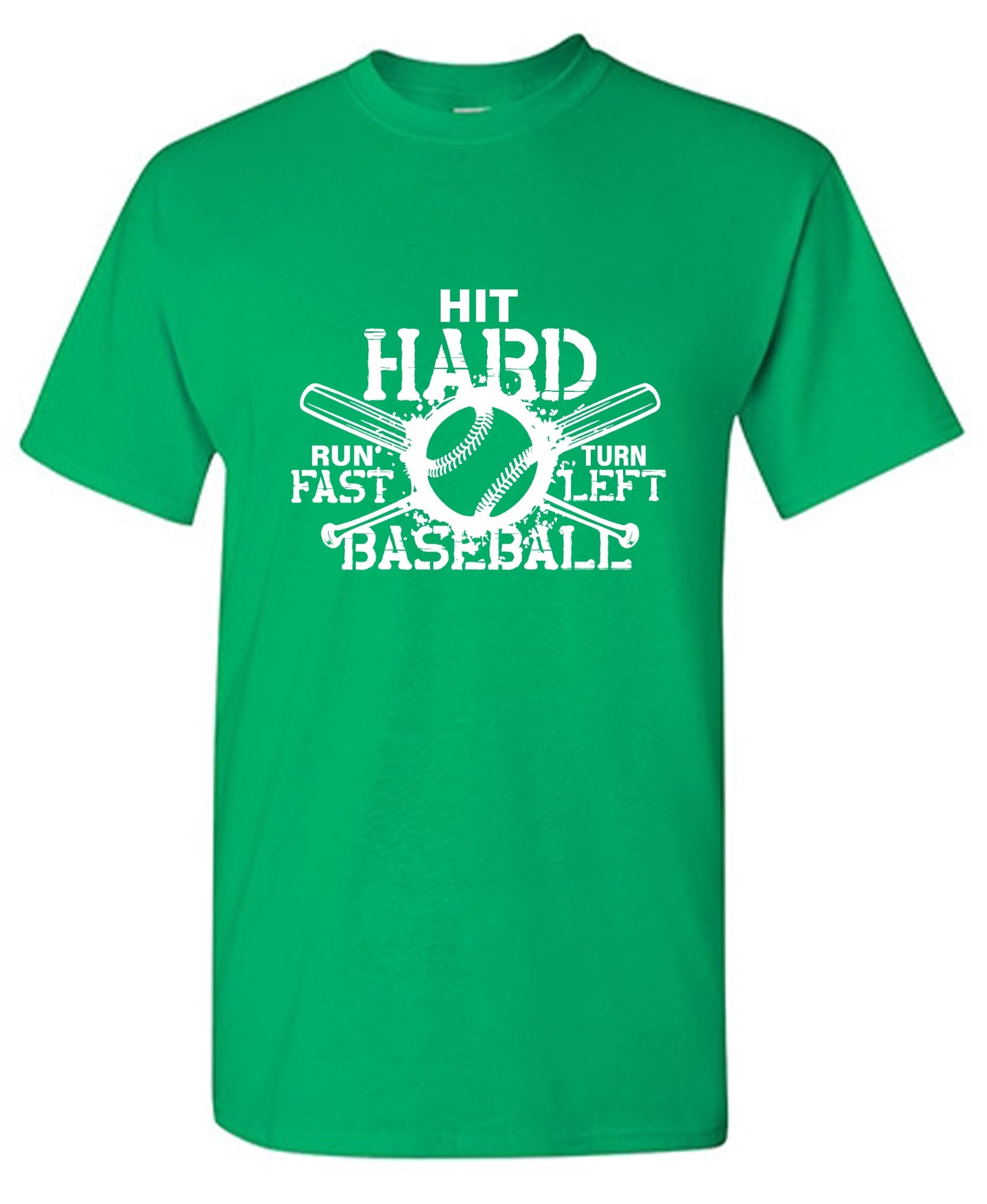 Funny T-Shirts design "Hit Hard, Run Fast, Turn Left Baseball T-Shirt - Youth"