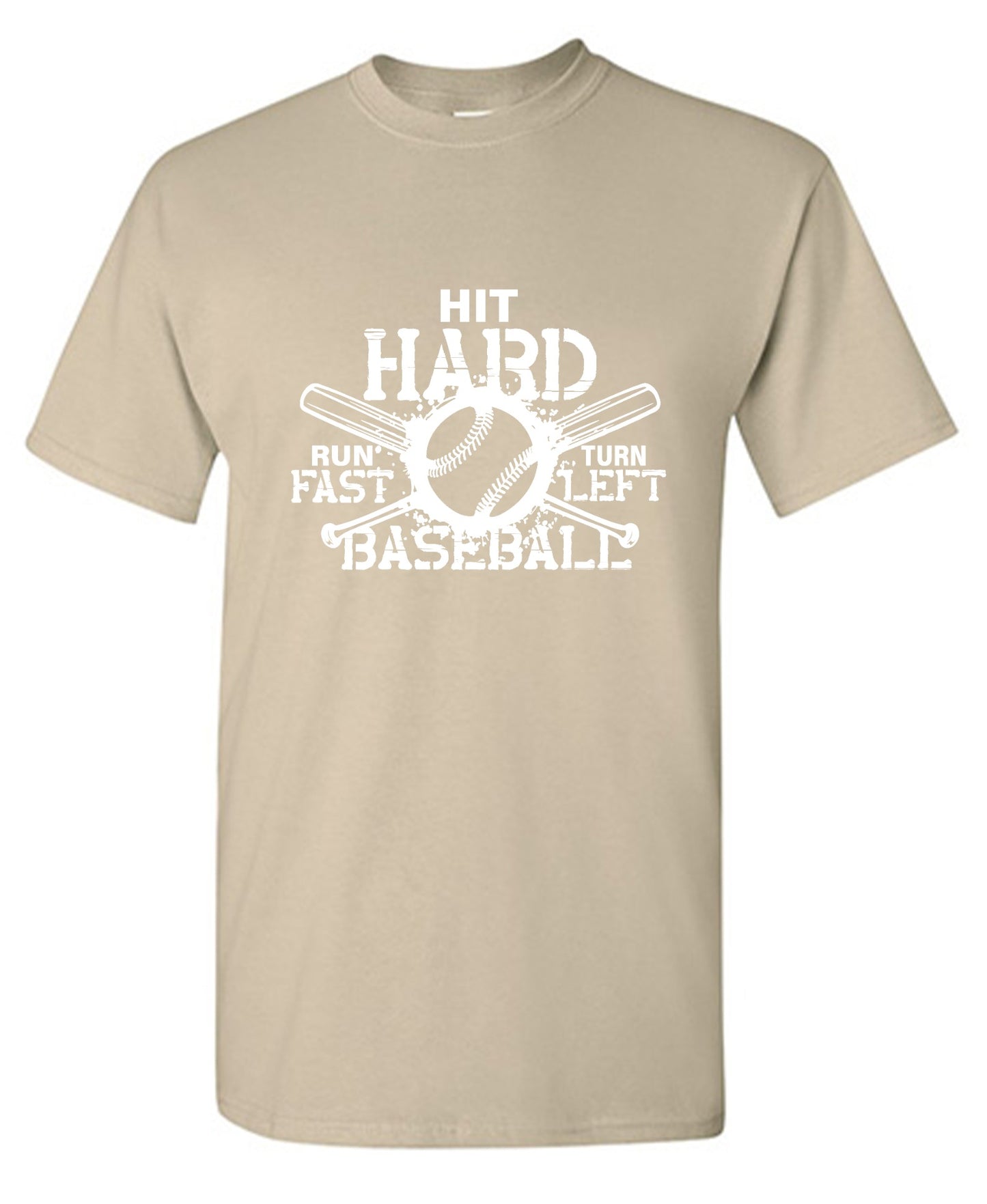 Funny T-Shirts design "Hit Hard, Run Fast, Turn Left Baseball T-Shirt - Youth"