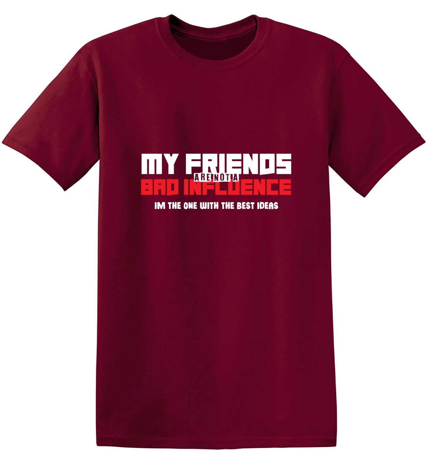 Funny T-Shirts design "My Friends are not a Bad Influence, I am the One with the Best Ideas"