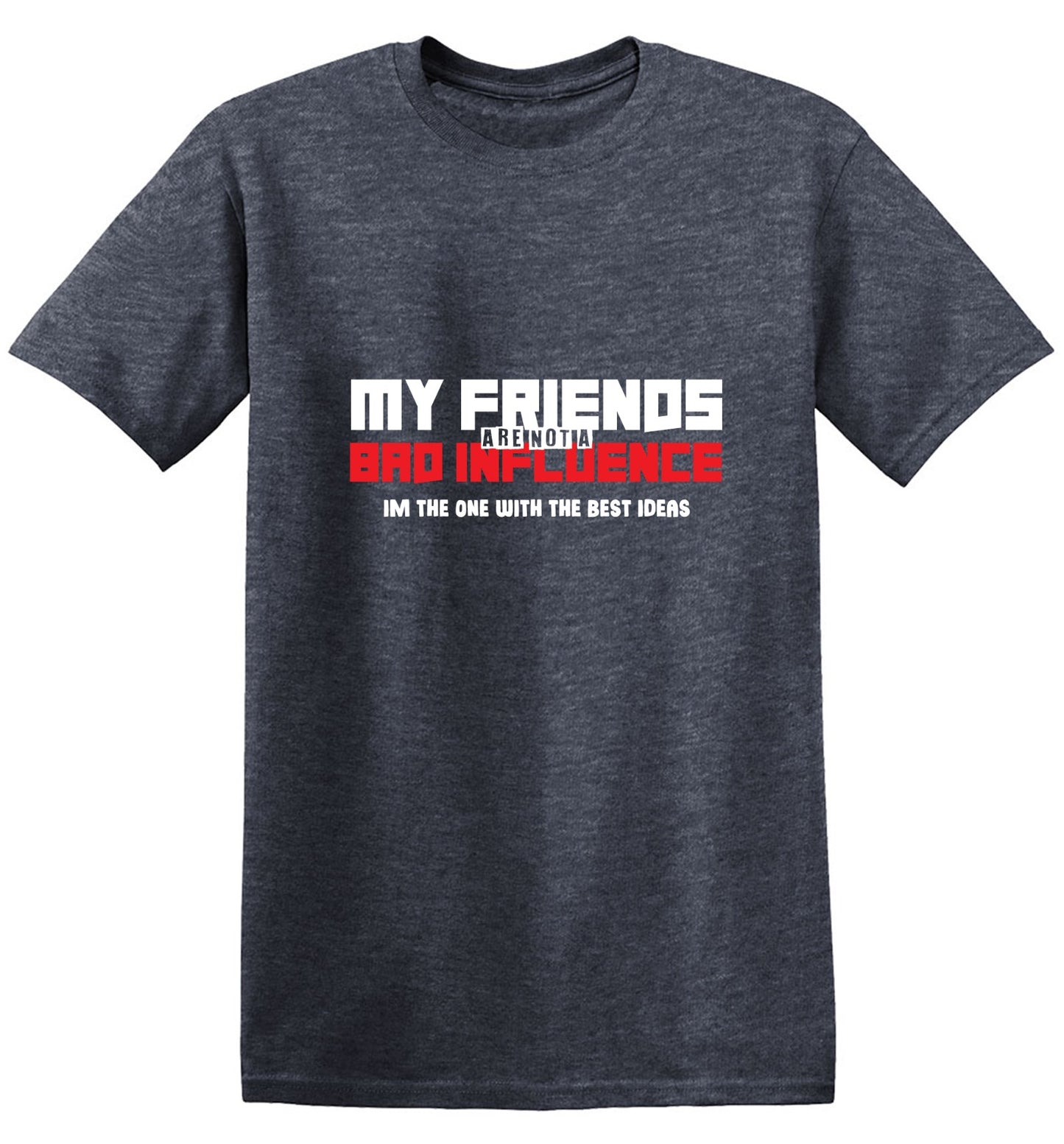Funny T-Shirts design "My Friends are not a Bad Influence, I am the One with the Best Ideas"