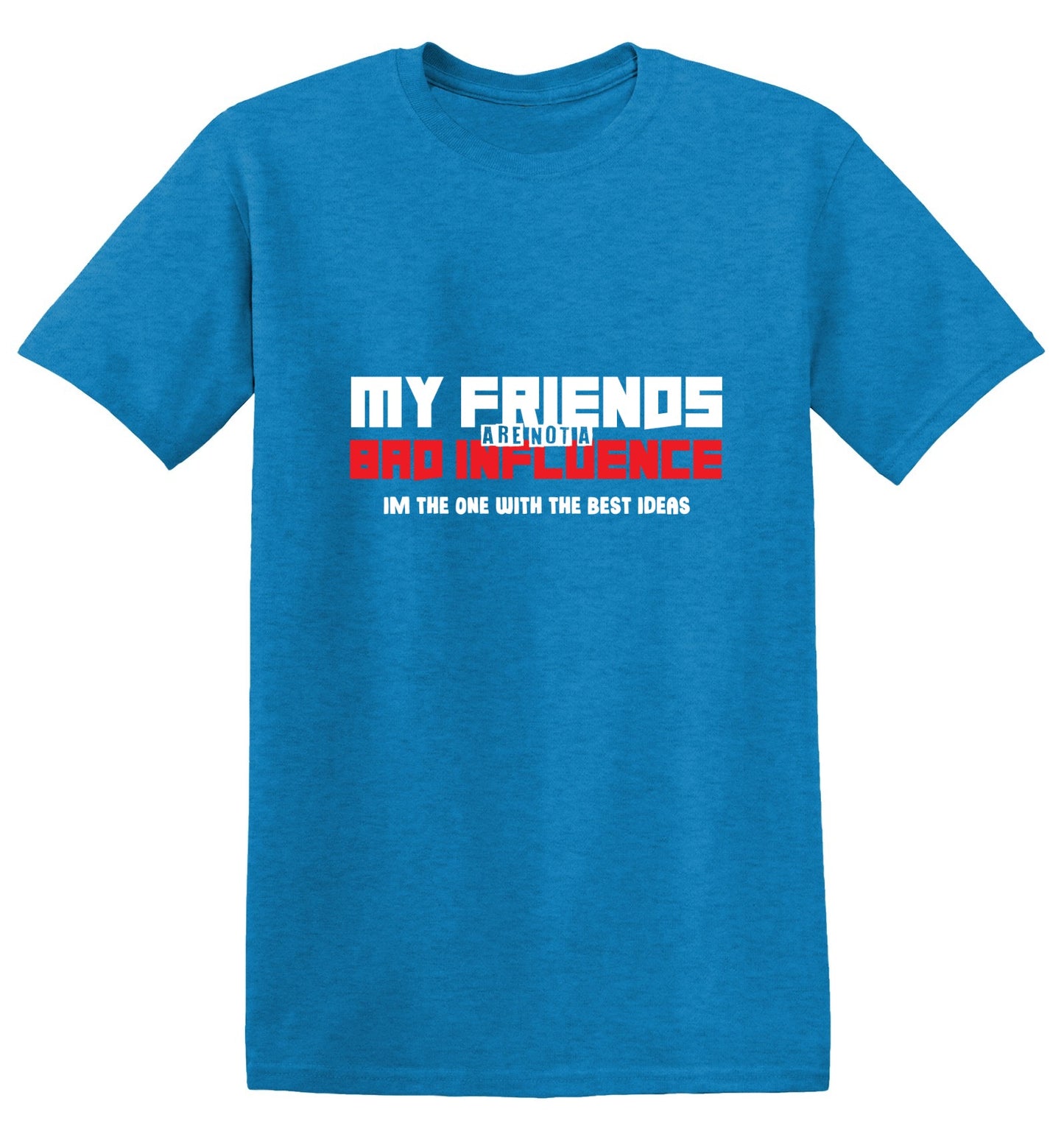 Funny T-Shirts design "My Friends are not a Bad Influence, I am the One with the Best Ideas"