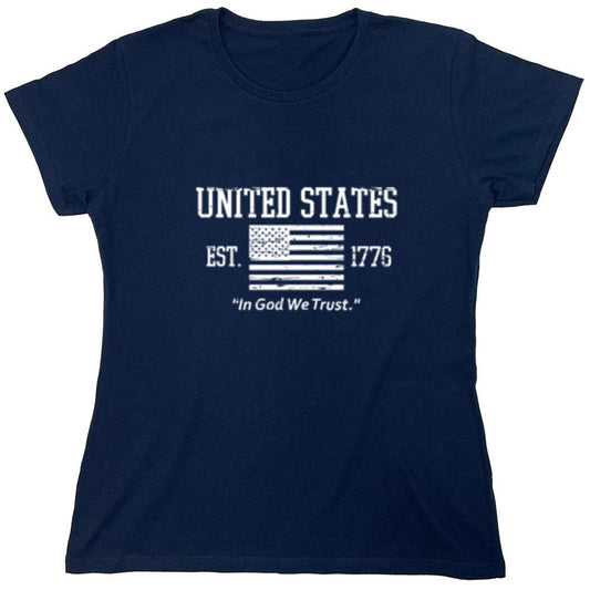 Funny T-Shirts design "United States In God We Trust - Patriotic T-Shirt - Womens"