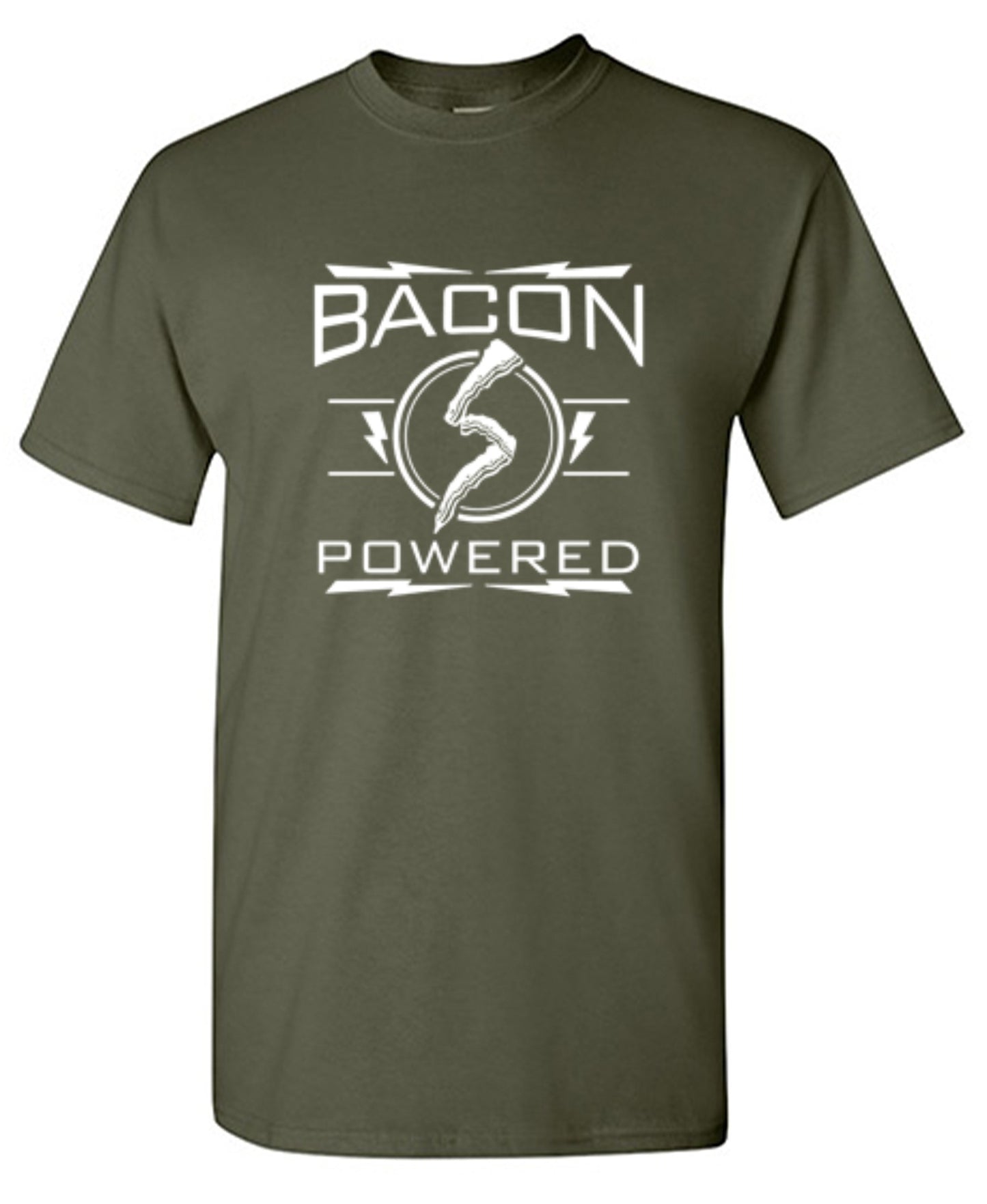 Funny T-Shirts design "Bacon Powered"