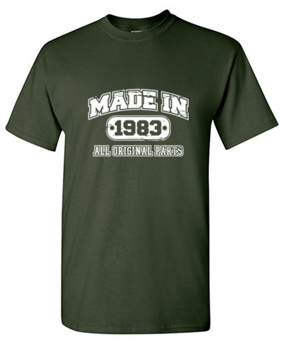 Funny T-Shirts design "Made In 1983 All Original Parts T-Shirt"