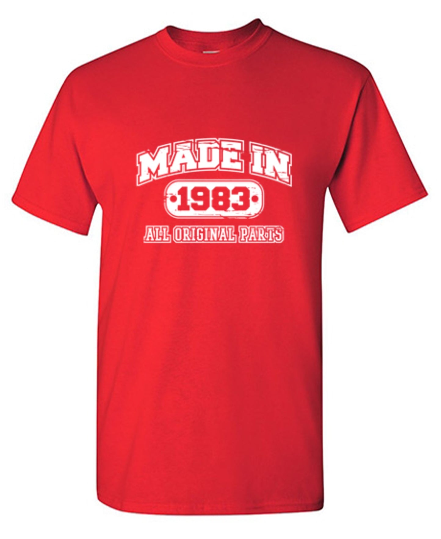 Funny T-Shirts design "Made In 1983 All Original Parts T-Shirt - Ring Spun Tee"