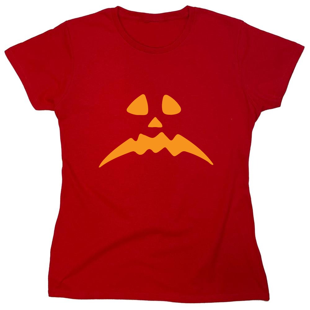 Funny T-Shirts design "Pumpkin Frown T-Shirt - Womens"