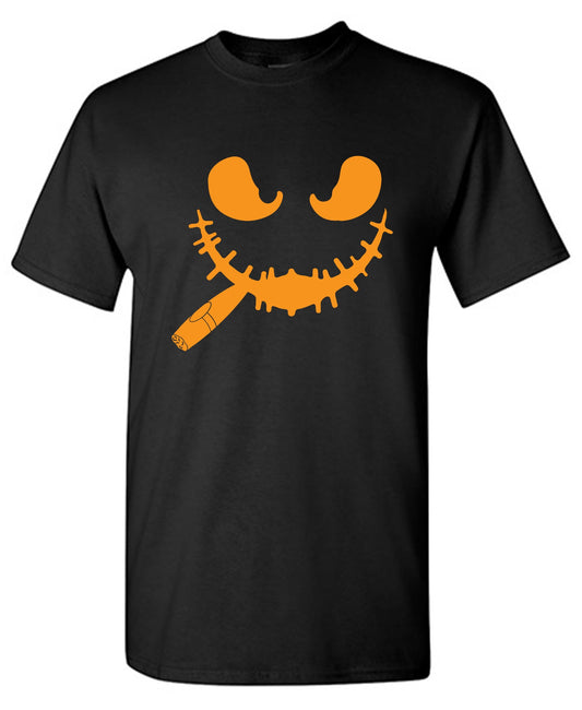 Funny T-Shirts design "Pumpkin Having Cigar T Shirt"