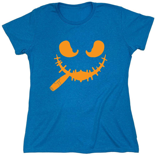 Funny T-Shirts design "Pumpkin Having Cigar T Shirt - Womens"