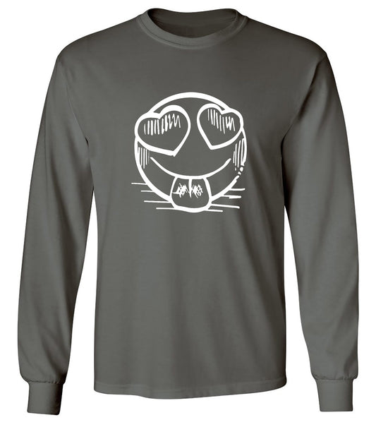 Funny T-Shirts design "Smiley Heart Eyes Emoji Graphic Tee - Long Sleeve"