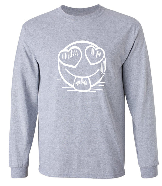 Funny T-Shirts design "Smiley Heart Eyes Emoji Graphic Tee - Long Sleeve"