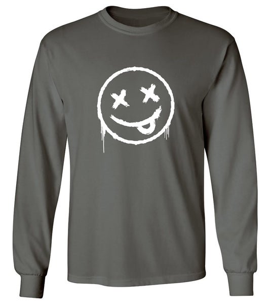 Funny T-Shirts design "Smile X Eyes Emoji Graphic Tee - Long Sleeve"