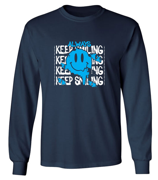 Funny T-Shirts design "Always Keep Smiling Graphic Tee - Long Sleeve"