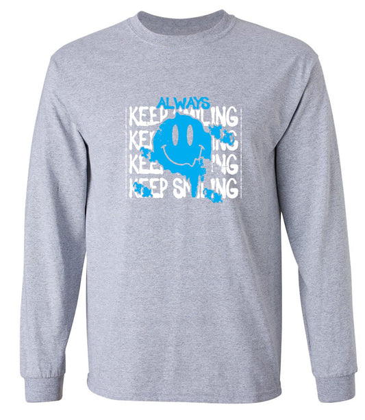 Funny T-Shirts design "Always Keep Smiling Graphic Tee - Long Sleeve"