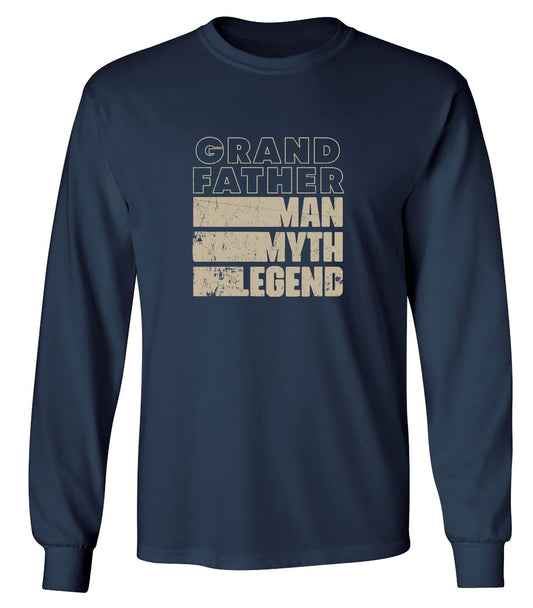Funny T-Shirts design "Grand Father Man, Myth, Legend - Fathers Day T-Shirt - Long Sleeve"