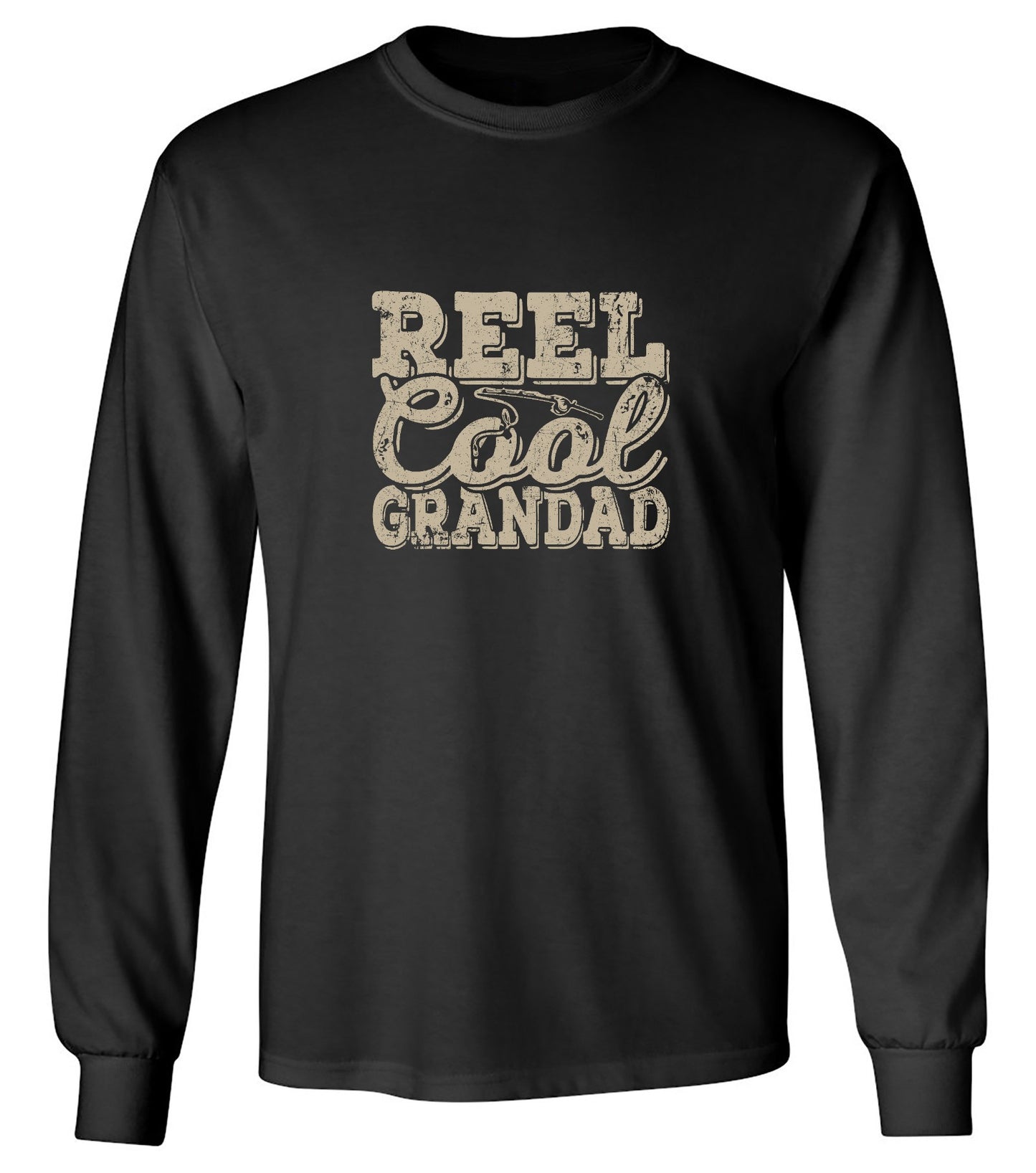 Funny T-Shirts design "Reel Cool Grandad - Shirt for Grandpa that loves Fishing - Long Sleeve"