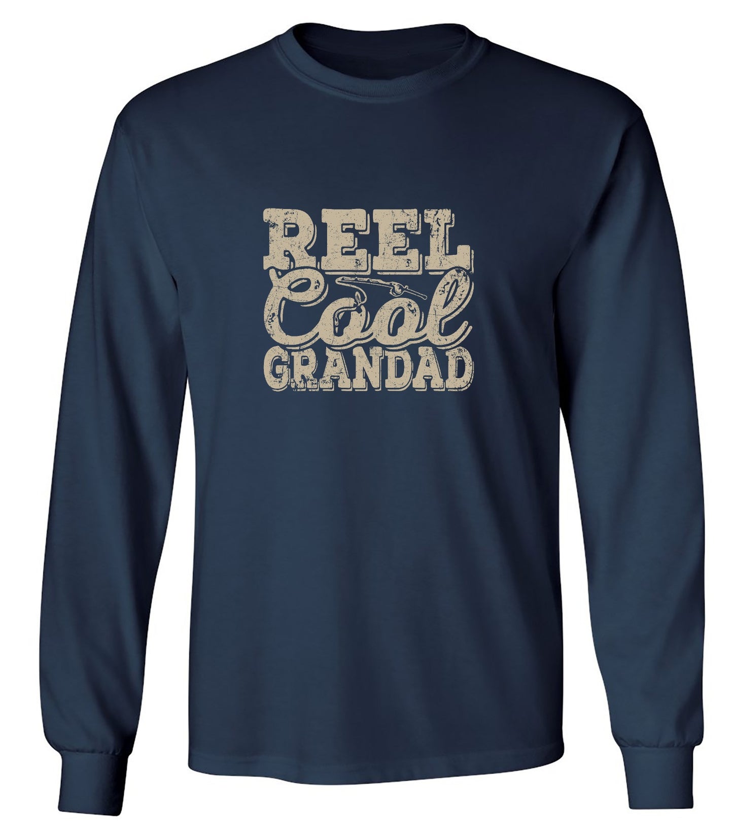 Funny T-Shirts design "Reel Cool Grandad - Shirt for Grandpa that loves Fishing - Long Sleeve"