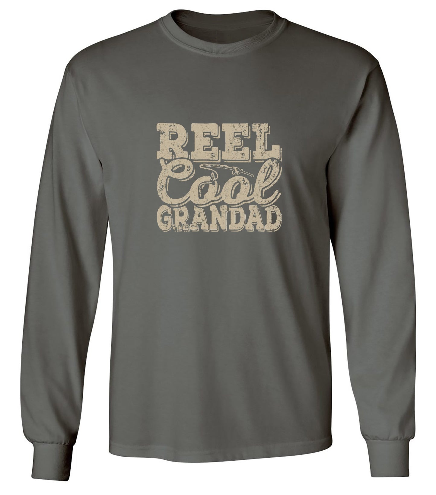 Funny T-Shirts design "Reel Cool Grandad - Shirt for Grandpa that loves Fishing - Long Sleeve"