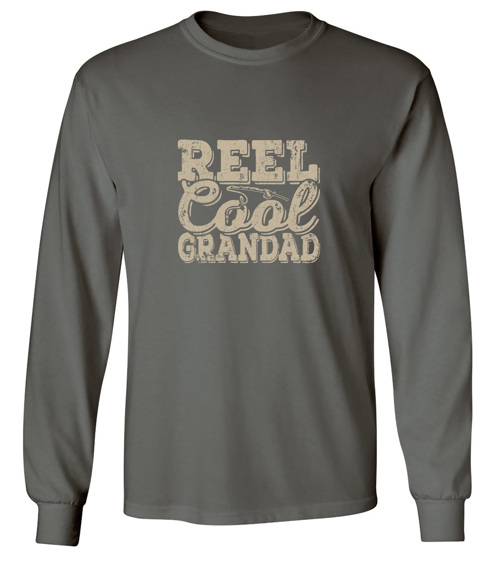 Funny T-Shirts design "Reel Cool Grandad - Shirt for Grandpa that loves Fishing - Long Sleeve"
