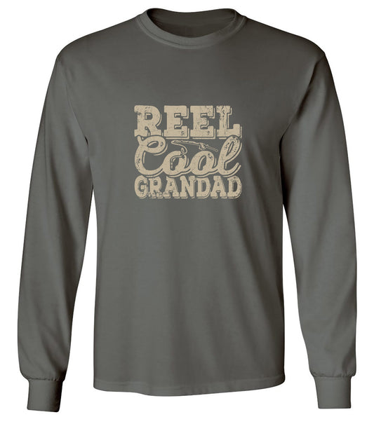 Funny T-Shirts design "Reel Cool Grandad - Shirt for Grandpa that loves Fishing - Long Sleeve"