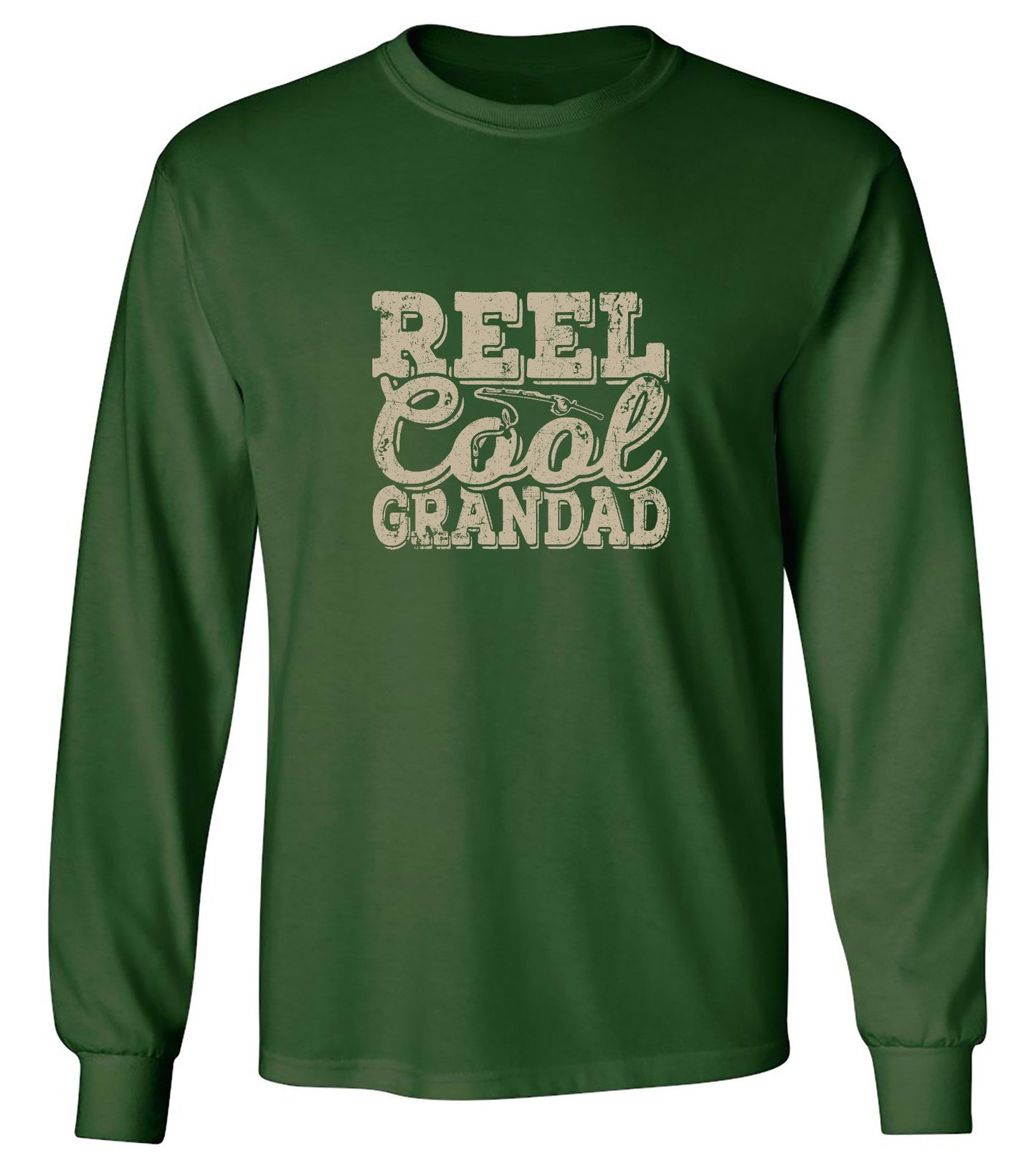 Funny T-Shirts design "Reel Cool Grandad - Shirt for Grandpa that loves Fishing - Long Sleeve"