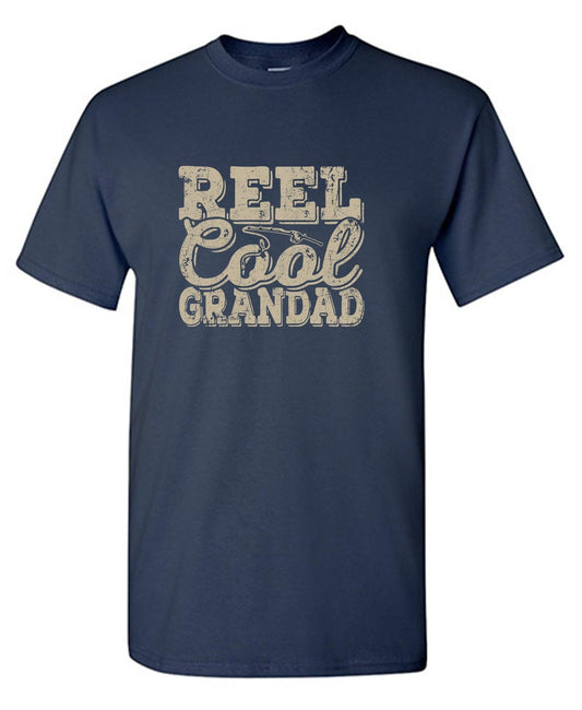Funny T-Shirts design "Reel Cool Grandad Fathers Day T Shirt"