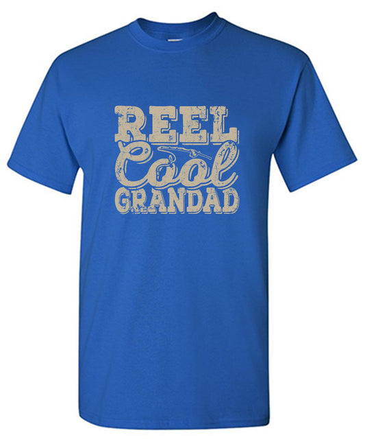 Funny T-Shirts design "Reel Cool Grandad Fathers Day T Shirt"