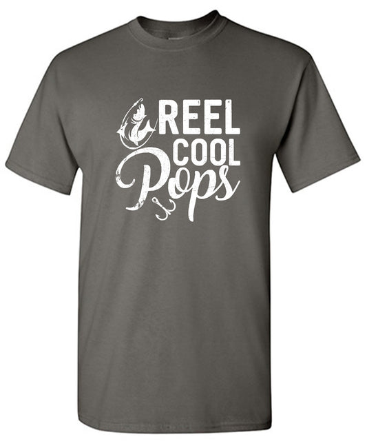 Funny T-Shirts design "Reel Cool Pops - Shirt for Fathers that love Fishing"