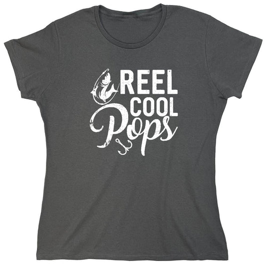 Funny T-Shirts design "Reel Cool Pops - Shirt for Fathers that love Fishing - Womens"